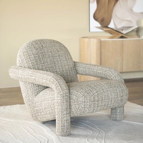 Eleonora Monica Design Fauteuil Taupe Met Stoffen Armleuning