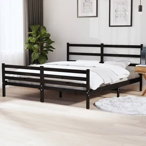 vidaXL Bedframe massief grenenhout zwart 180x200 cm 6FT Super King