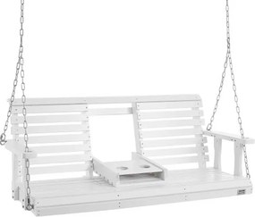 VEVOR Cederhouten veranda schommel, 1523x710x600mm, patio schommel voor tuin en terras, verbeterde draagkracht van ca. 400 kg, robuuste schommelstoelbank met ophangkettingen voor buitengebruik, wit