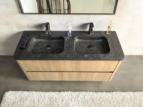 B-Stone Branson badkamermeubel eiken met natuurstenen dubbele wastafel 120cm