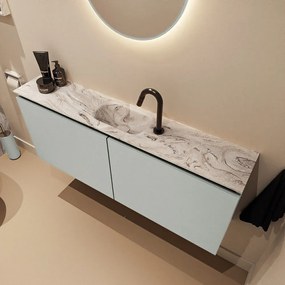 Mondiaz Ture DLux toiletmeubel 120cm greey met wastafel glace midden met kraangat