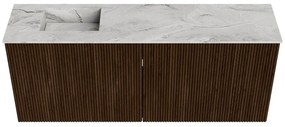 Mondiaz Joya DLux 100cm toiletmeubel walnut met wastafel faye links zonder kraangat glace