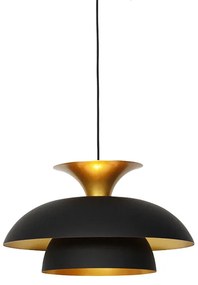 Moderne ronde hanglamp zwart met goud 3-laags - Titus