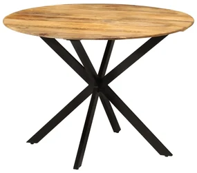 vidaXL Eettafel Ø110x78 cm massief mangohout en staal