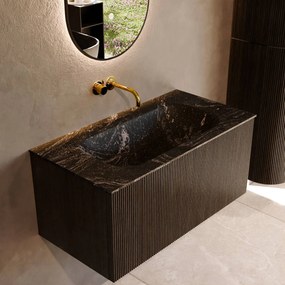 Mondiaz Kurve-dlux 90cm badmeubel shadow met 1 lade en wastafel big small midden zonder kraangat lava