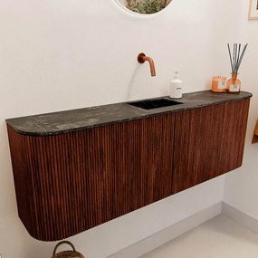 Mondiaz Joya DLux 125cm toiletmeubel ronding links/rechts ruby met wastafel faye midden zonder kraangat lava