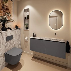 Mondiaz Ture DLux toiletmeubel 120cm dark grey met wastafel glace rechts zonder kraangat