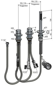 Hotbath ACE 2-wegs badrandcombinatie met handdouche koper geborsteld PVD