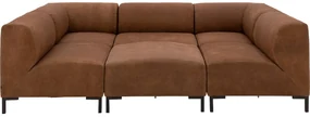 Goossens Excellent Hoekbank Marshall Met Hocker bruin, leer, 1,5-zits, urban industrieel