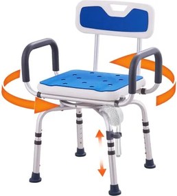 VEVOR Douche Draaistoel 360 graden Verstelbare Douchestoel met Armleuningen en Rugleuning voor Binnendouche of Bad, Antislip Draaibare Badstoel voor Ouderen, Gehandicapten en Gewonde Personen