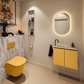 Mondiaz Ture DLux toiletmeubel 60cm ocher met wastafel glace links met kraangat