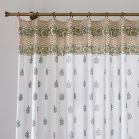 Glasgordijn in gebloemd katoen met ringen, Daya