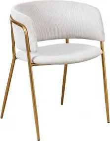 Nalon Gestoffeerde Eetkamerstoel Met Armleuningen Goud & Corduroy Beige – Crème & Corduroy - Sklum