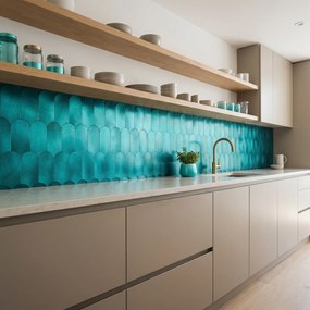 Zelfklevende Mozaïektegels Metaal | Arch Turquoise | 28,8×29,8 cm | Keuken, Bad &amp; WC