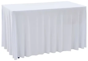 vidaXL 2 st Tafelhoezen stretch met rok 243x76x74 cm wit