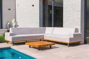 Flow. Silvan hoek loungebank Graumel chalk SALE All Weather loungeset Beige Sunbrella loungeset Hoek loungeset outdoor textiel - weerbestendig