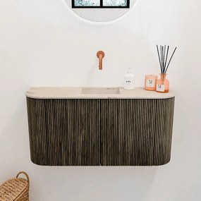 Mondiaz Joya DLux 85cm toiletmeubel ronding links/rechts shadow met wastafel faye midden zonder kraangat frappe