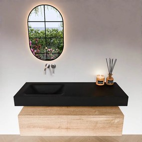 Zaro Alan badmeubel 130cm washed oak 1 lade met vrijhangende wastafel cloud links zonder kraangat urban