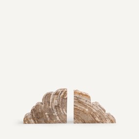 Set van 2 boekensteunen van versteend hout, Kayu