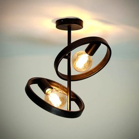 Plafondlamp Metalen Ringen Zwart