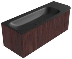 Mondiaz Kurve 125cm badmeubel ronding rechts ruby met 1 lade en deur en wastafel big medium links zonder kraangat urban