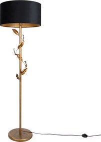 Vloerlamp goud met kap zwart en gouden binnenkant 50cm - Linden