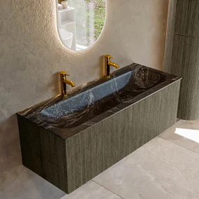 Mondiaz Kurve-dlux 120cm badmeubel shadow met 1 lade en wastafel big large midden 2 kraangaten lava