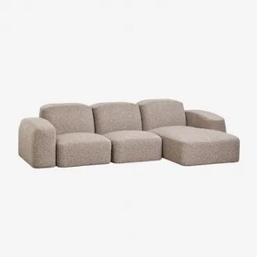 Bastian 3-delige Modulaire Chaise Longuebank Rechts Bouclé Mokkabruin - Sklum