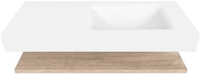 Zaro Alan badmeubel 110cm met planchet washed oak en vrijhangende wastafel cloud rechts zonder kraangat talc