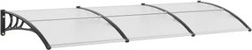 VEVOR Voordeurluifel 965 x 2975 mm Dakbedekking UF50+ PC Zonwerende Folie Voordeurluifel PC Plaat + ABS Beugel + Aluminium Connector Voordeurluifel UV-bestendig Voordeurdak Voordeurluifel met lessenaarsboog