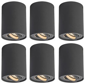 Set van 6 spots smart donkergrijs incl. Wifi GU10 - Rondoo up