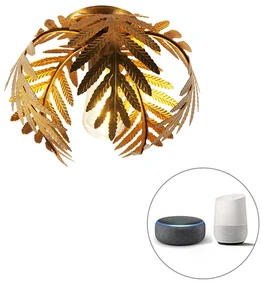 Vintage smart plafondlamp met dimmer goud 24 cm incl. WiFi ST64 - Botanica Retro, Landelijk E27 rond Binnenverlichting Lamp