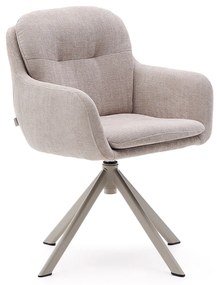 Kave Home Lexa Draaibare Eetkamerstoel Beige Chenille