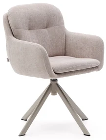 Kave Home Lexa Draaibare Eetkamerstoel Beige Chenille