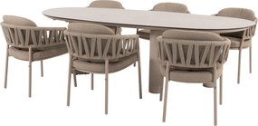 Denia Calma dining tuinset 240x105xH75 cm 7 delig keramiek latte Taste 4SO