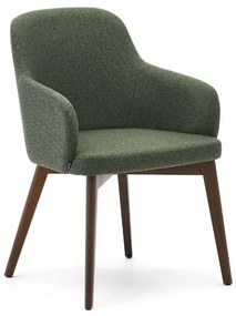 Kave Home Nelida Stoel Van Massief Beukenhout Walnoot Groen