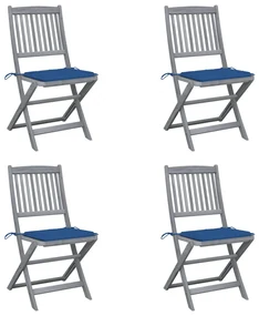 vidaXL Tuinstoelen 4 st inklapbaar met kussens massief acaciahout