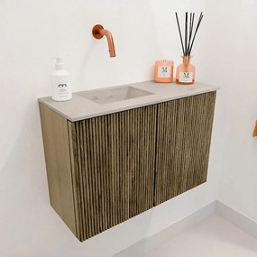 Mondiaz Joya DLux 60cm toiletmeubel dusk met wastafel faye links zonder kraangat opalo