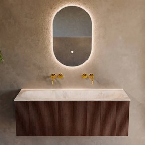 Mondiaz Kurve-dlux 120cm badmeubel ruby met 1 lade en wastafel big large midden zonder kraangat frappe