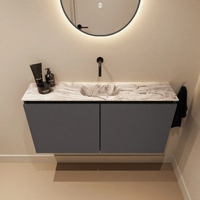 Mondiaz Ture DLux toiletmeubel 100cm dark grey met wastafel glace midden zonder kraangat