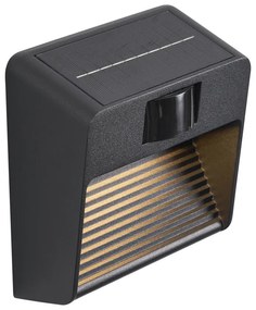 Wandlamp zwart incl. LED IP54 met bewegingssensor solar - Border