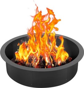 VEVOR vuurkorfring, buitendiameter 35 inch / binnendiameter 31 inch, 10 inch hoge vuurkorfvoering, robuuste koolstofstalen voering, zelfgemaakte kampvuurring boven of in de grond, voor kamperen in de buitenlucht, kampvuur