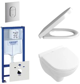 Villeroy & Boch O.Novo toiletset - compact - met inbouwreservoir - softclose en quickrelease zitting - bedieningsplaat verticaal chroom 0729205/0729240/0124162/0124182/