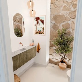 Mondiaz Joya DLux 125cm toiletmeubel ronding links/rechts dusk met wastafel faye midden zonder kraangat glace