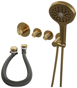Brauer Stripe inbouw badkraan met badvulcombinatie en 3 standen handdouche messing geborsteld PVD