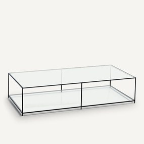 Rechthoekige salontafel in gehard glas Sybil
