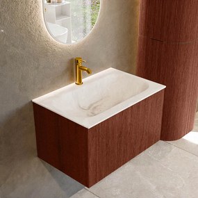 Mondiaz Kurve-dlux 70cm badmeubel ruby met 1 lade en wastafel big small midden 1 kraangat frappe