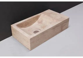 Forzalaqua Venetia fonteinbak 40x22x10cm wasbak Links 0 kraangaten Natuursteen Travertin gezoet 8011330