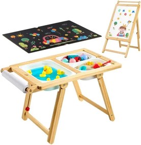 VEVOR Sensorische Tafel, 7-in-1 Kindertafel, Activiteitentafel/Schilderezel van Hout met Dubbelzijdig Schoolbord, Opbergdozen, Speelzand- & Watertafel, voor Kinderen van 3-6 Jaar