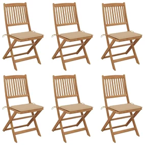 vidaXL Tuinstoelen 6 st inklapbaar met kussens massief acaciahout